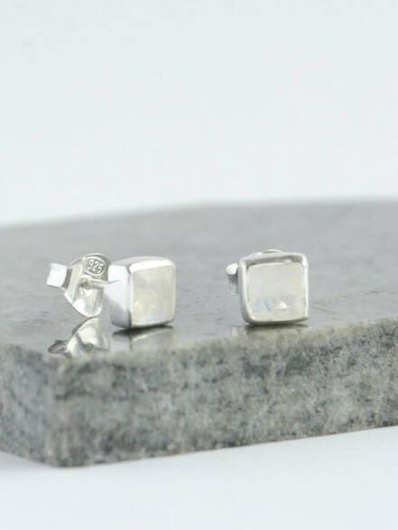 Crystal Waters Sterling Studs - Moonstone