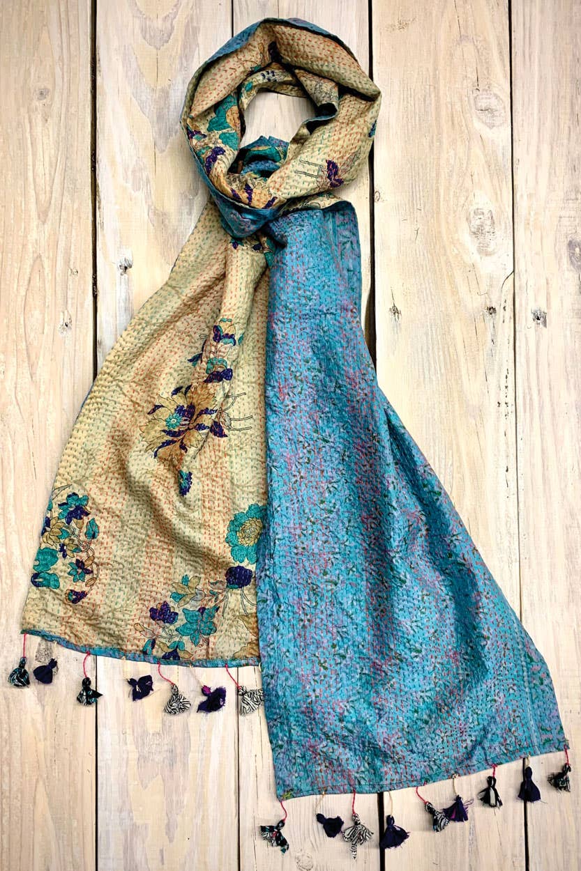 Kantha Silk Sari Scarves