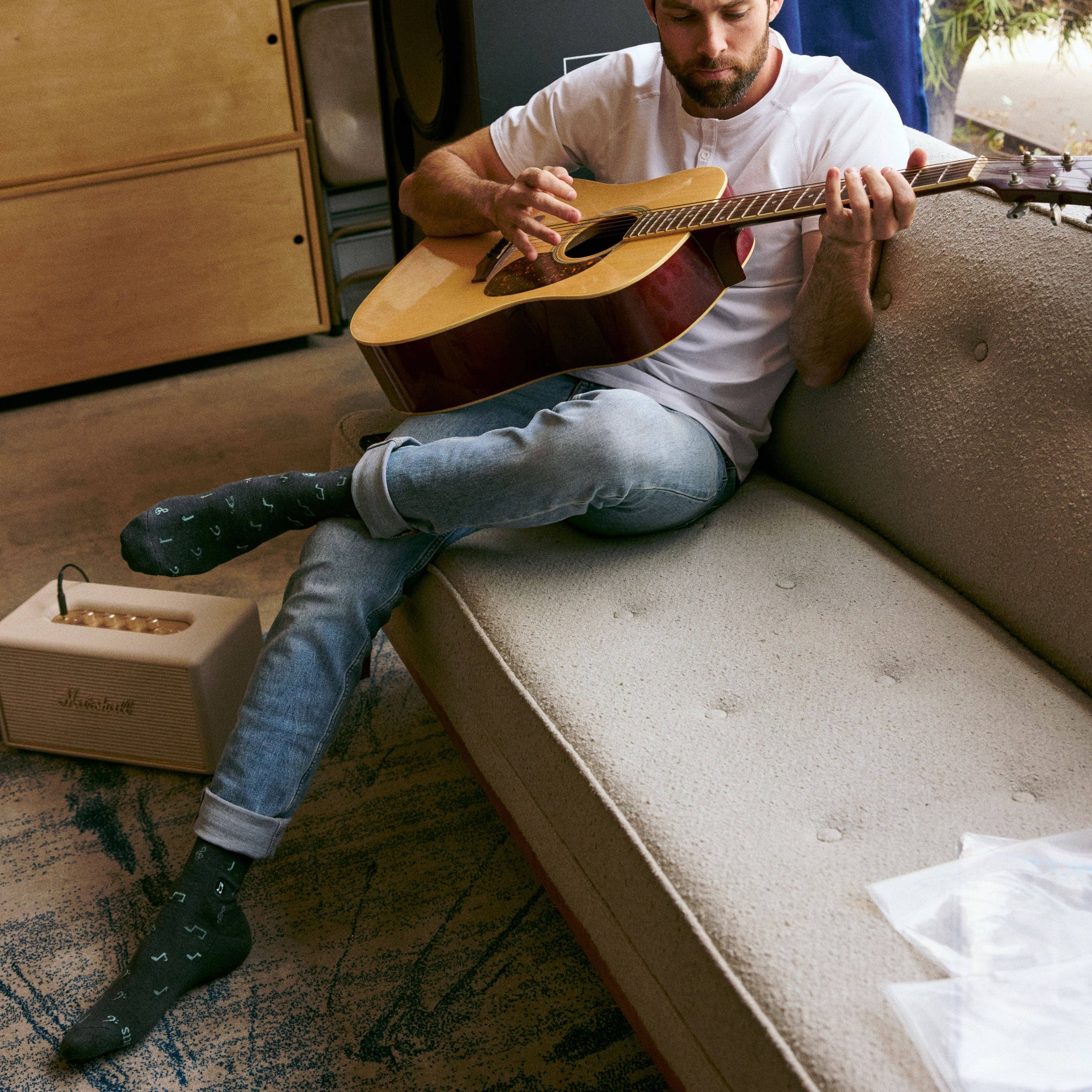 Socks that Support Music (Gray Music Notes)