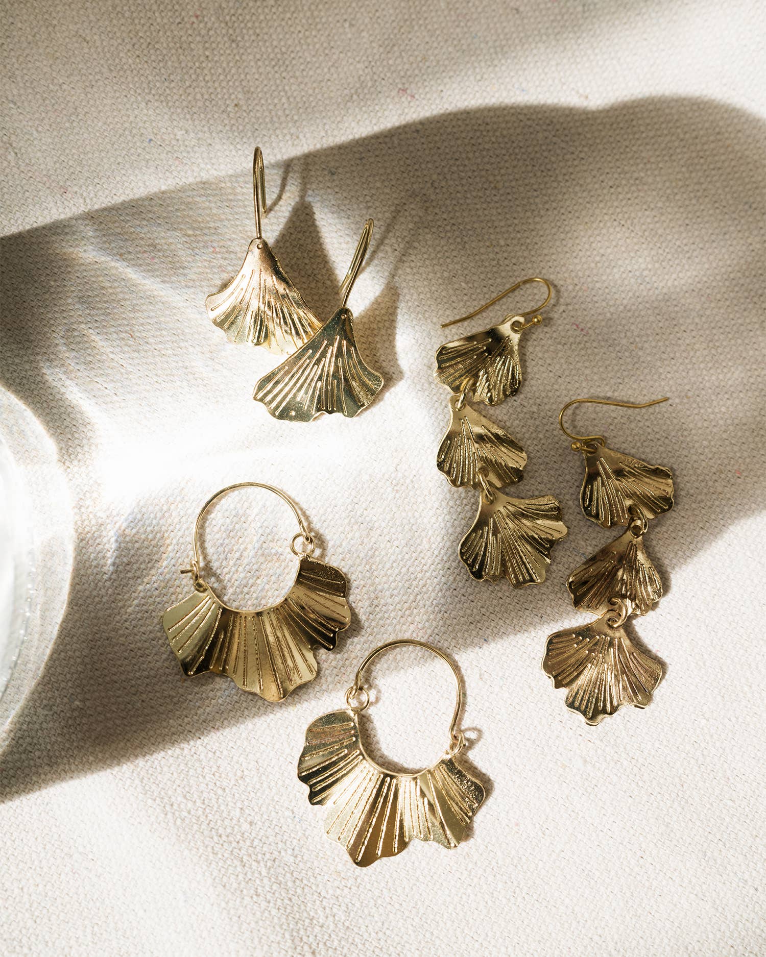 Sayuri Ginkgo Leaf Drop Earring - Gold