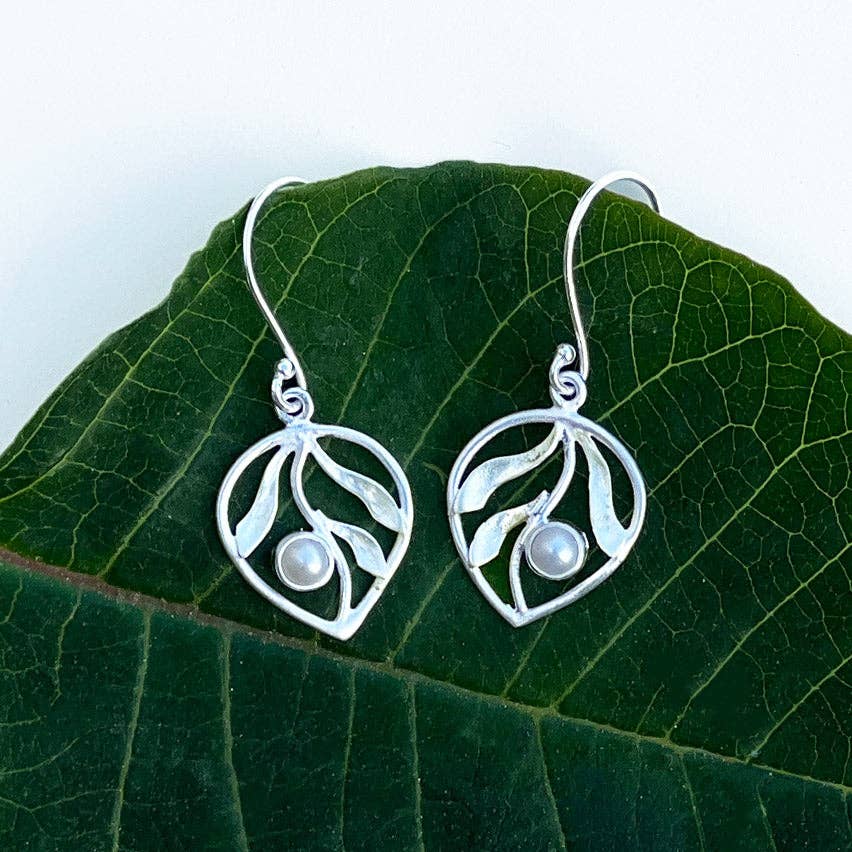 Whispering Leaf Earrings - Sterling Silver, Indonesia