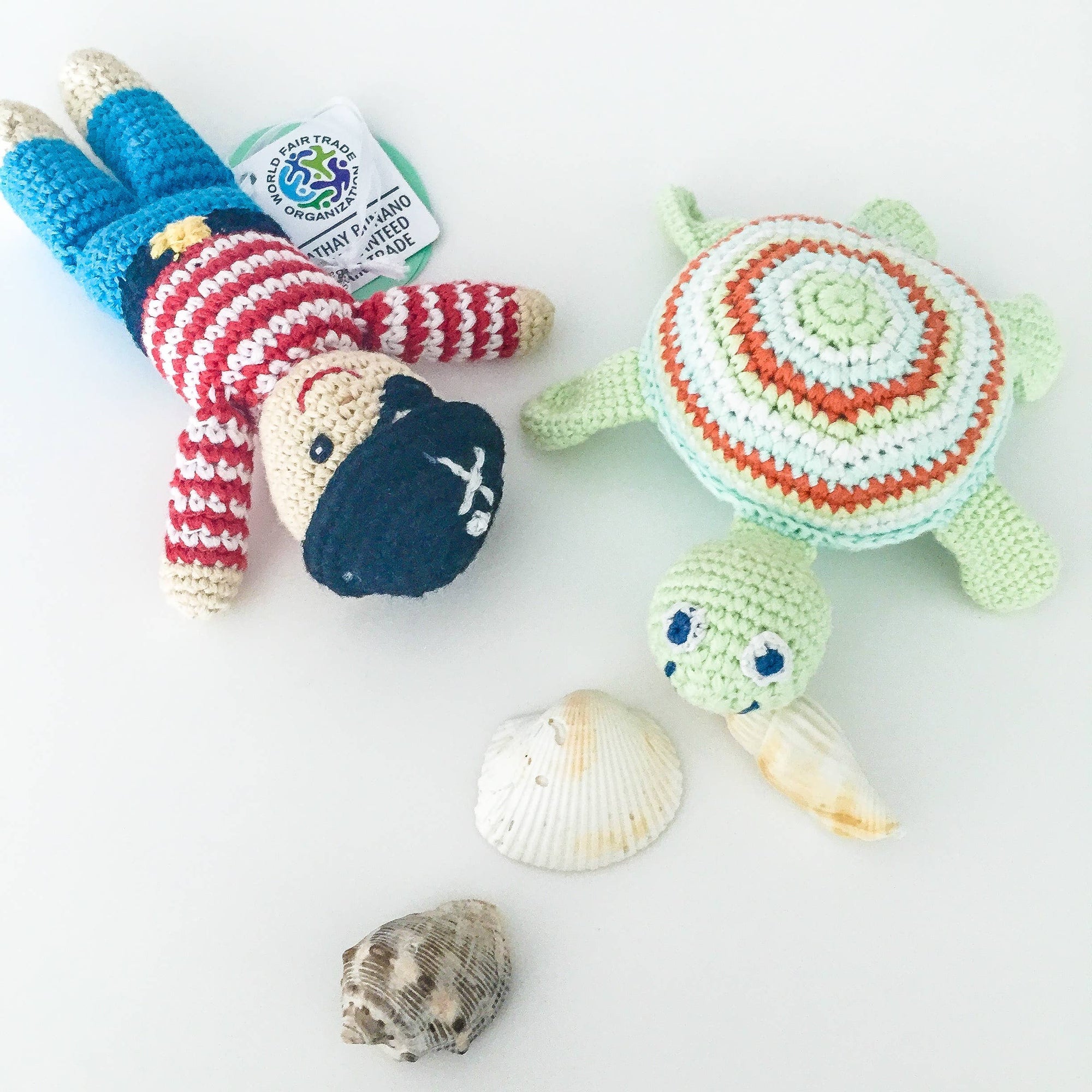 Handcrafted Playful Sea Turtle Baby Rattle – Organic Cotton