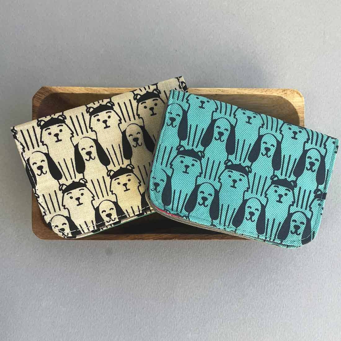 Canvas Card Holder - Mini Wallet - Dog Prints