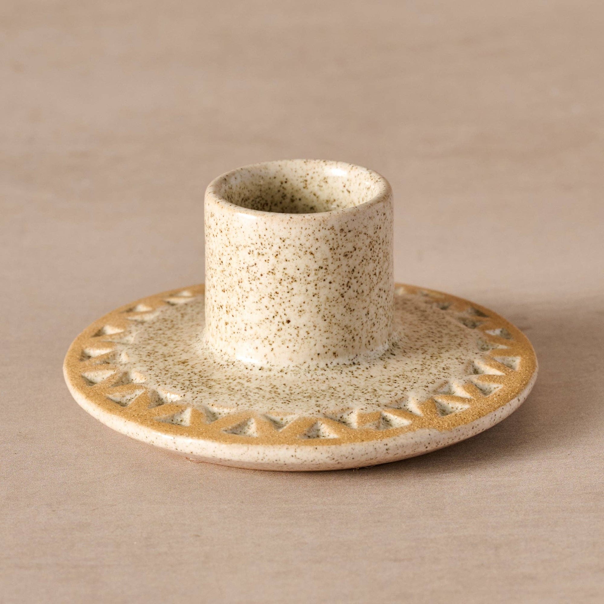 Tidal Etched Ceramic Taper Candle Holder