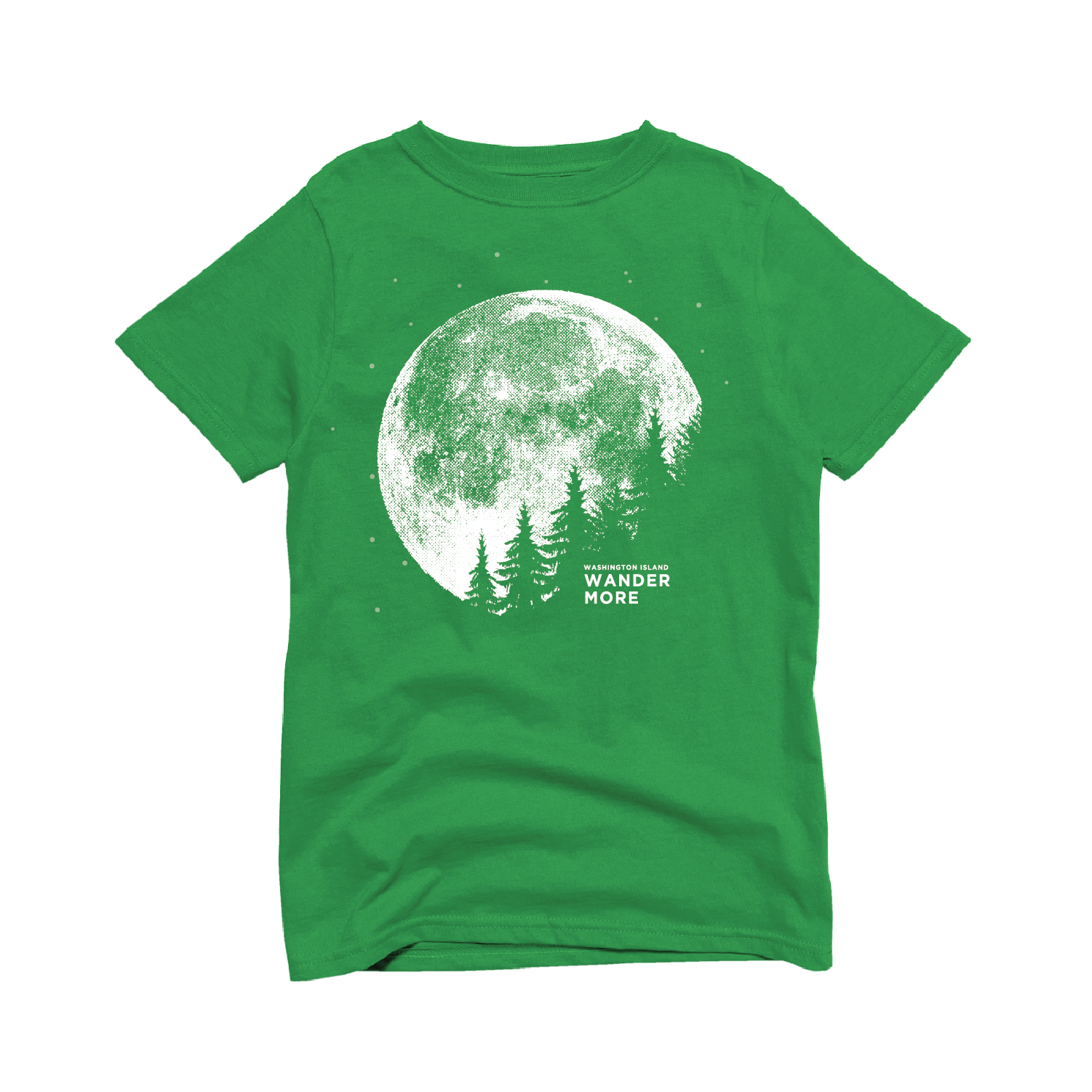 Wander More Washington Island Short Sleeve Tee - Kelly Green Cotton Youth