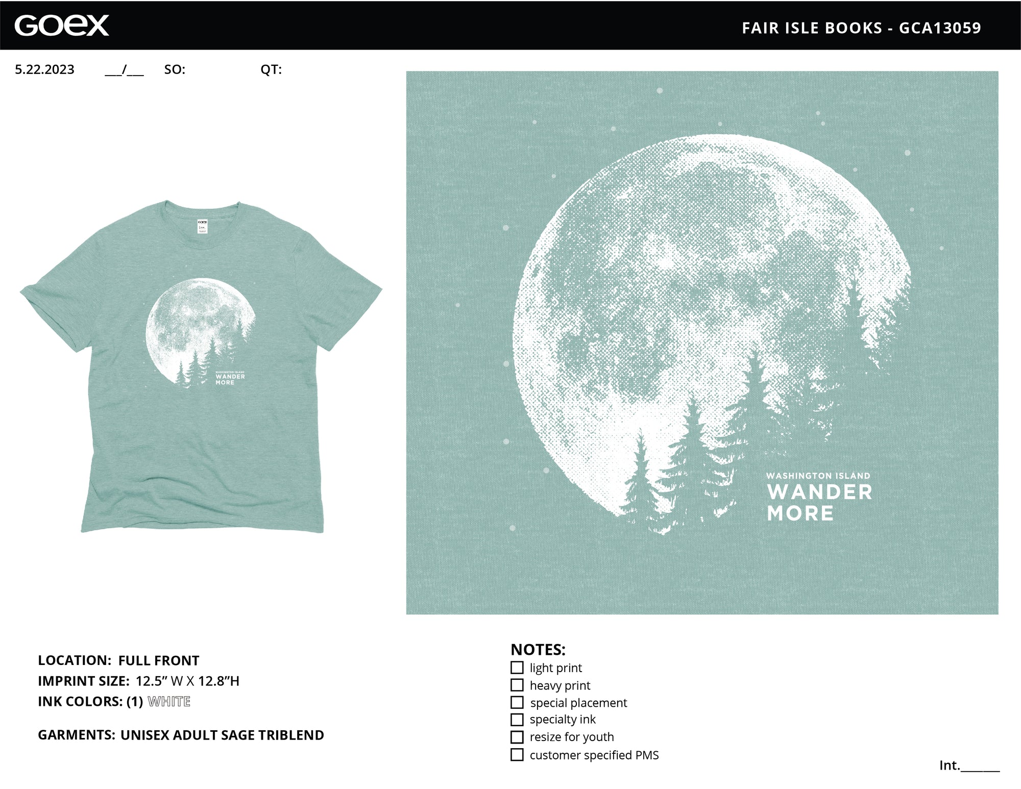 Wander More Short Sleeve Tee Unisex Triblend in light blue or olive (IS)