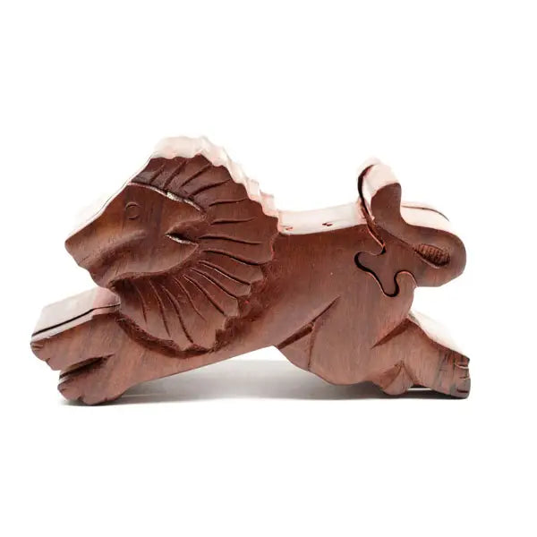 Lion puzzle box, wood