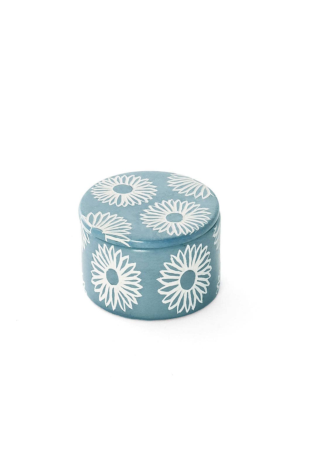 Blue Blossom Soapstone Ring Box