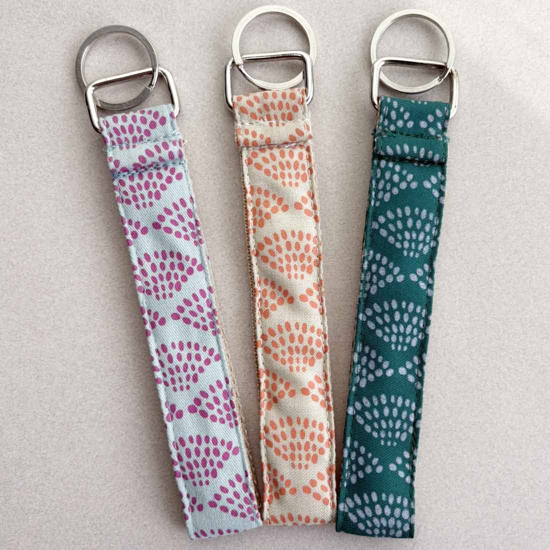 Cotton Canvas Key Fob Wristlet  -  Wristlet Key Chain