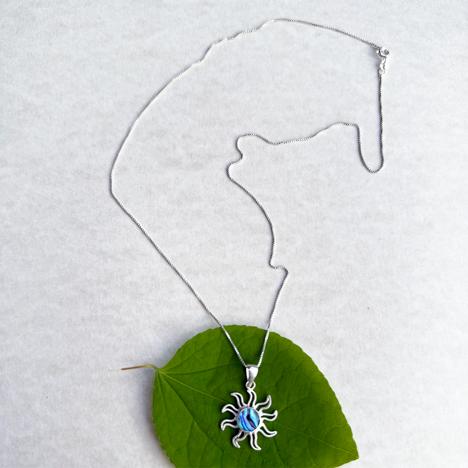 Abalone Sun Rays Necklace - Sterling Silver, Indonesia