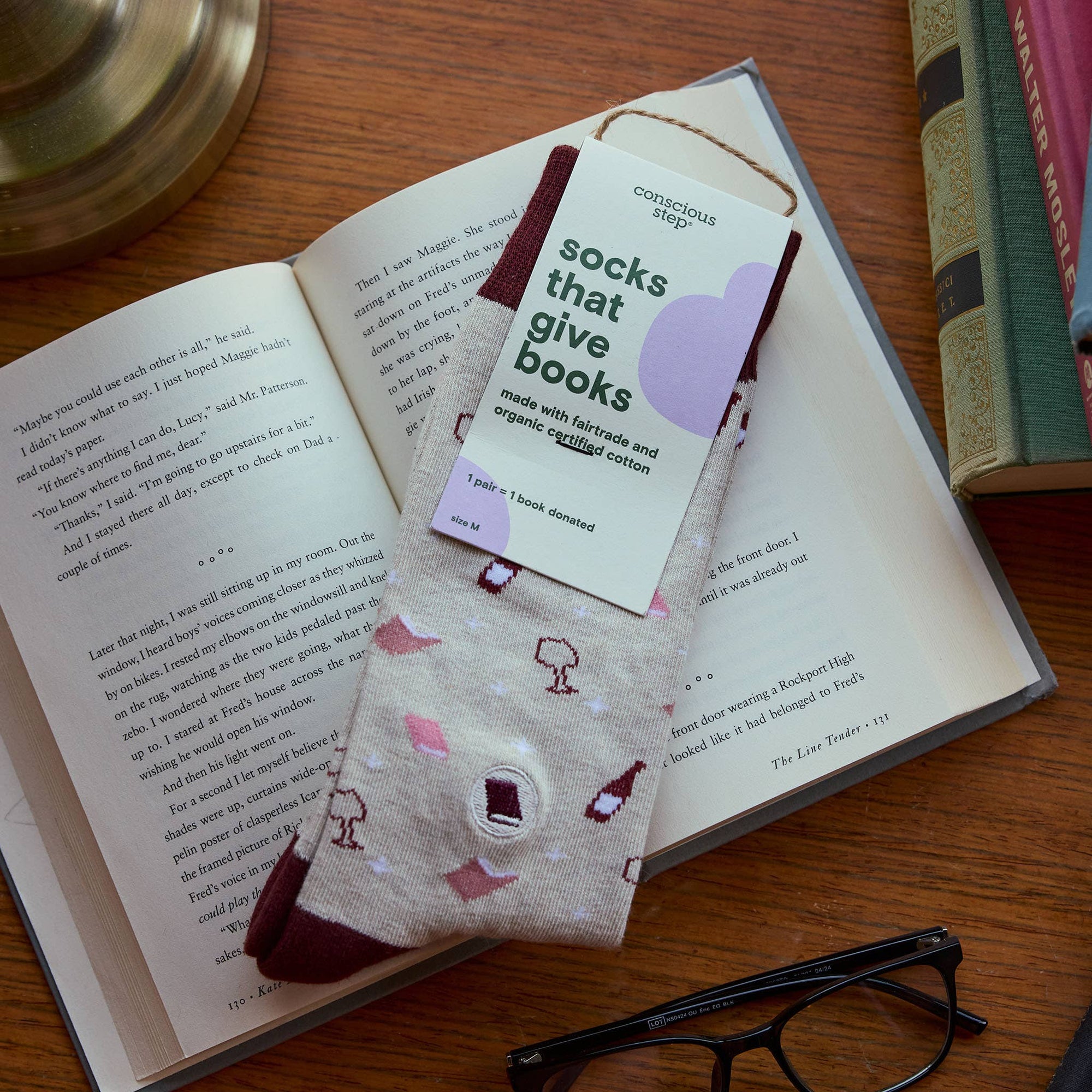 Socks that Give Books (Beige Books and Wine)
