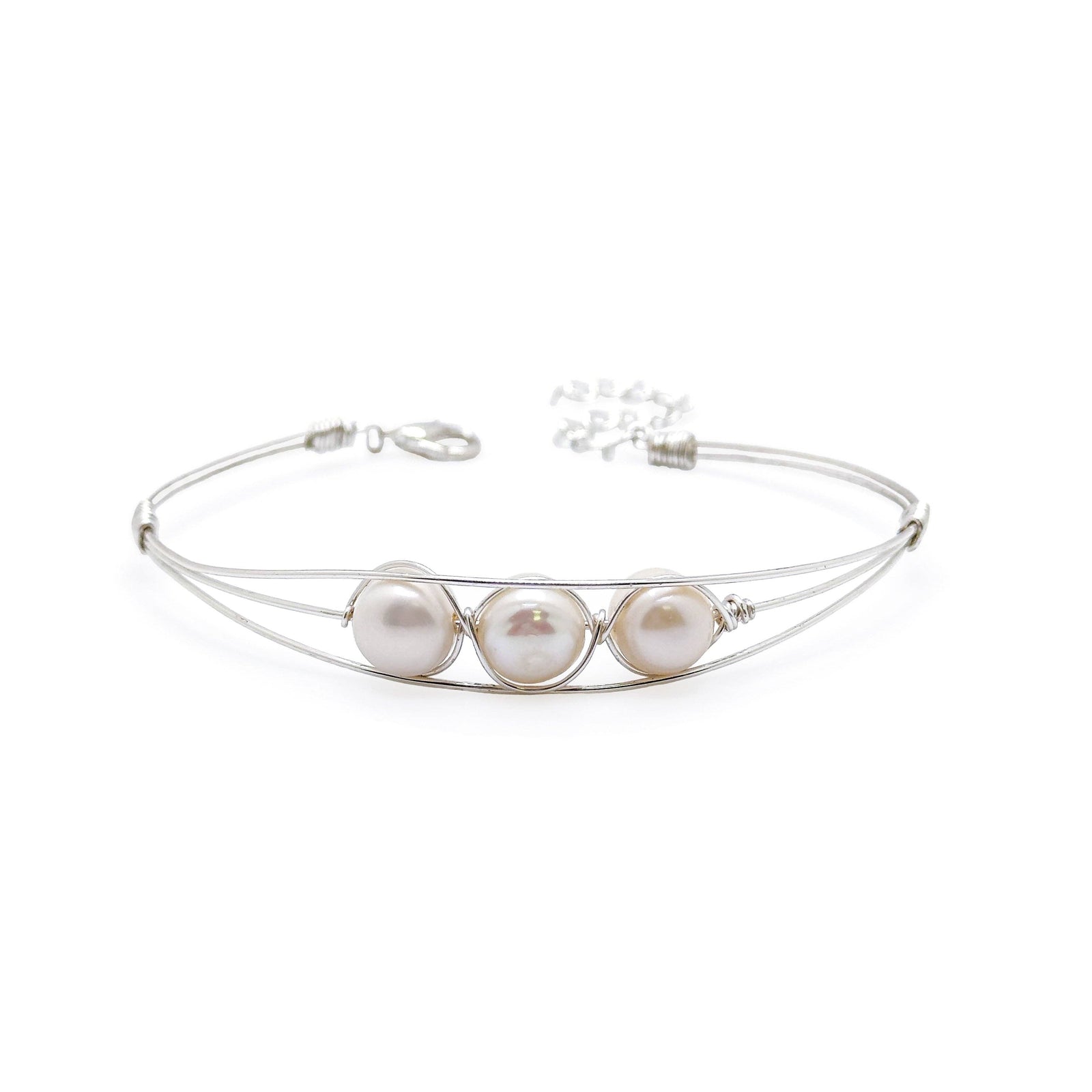 Perla silver and pearl bangle bracelet