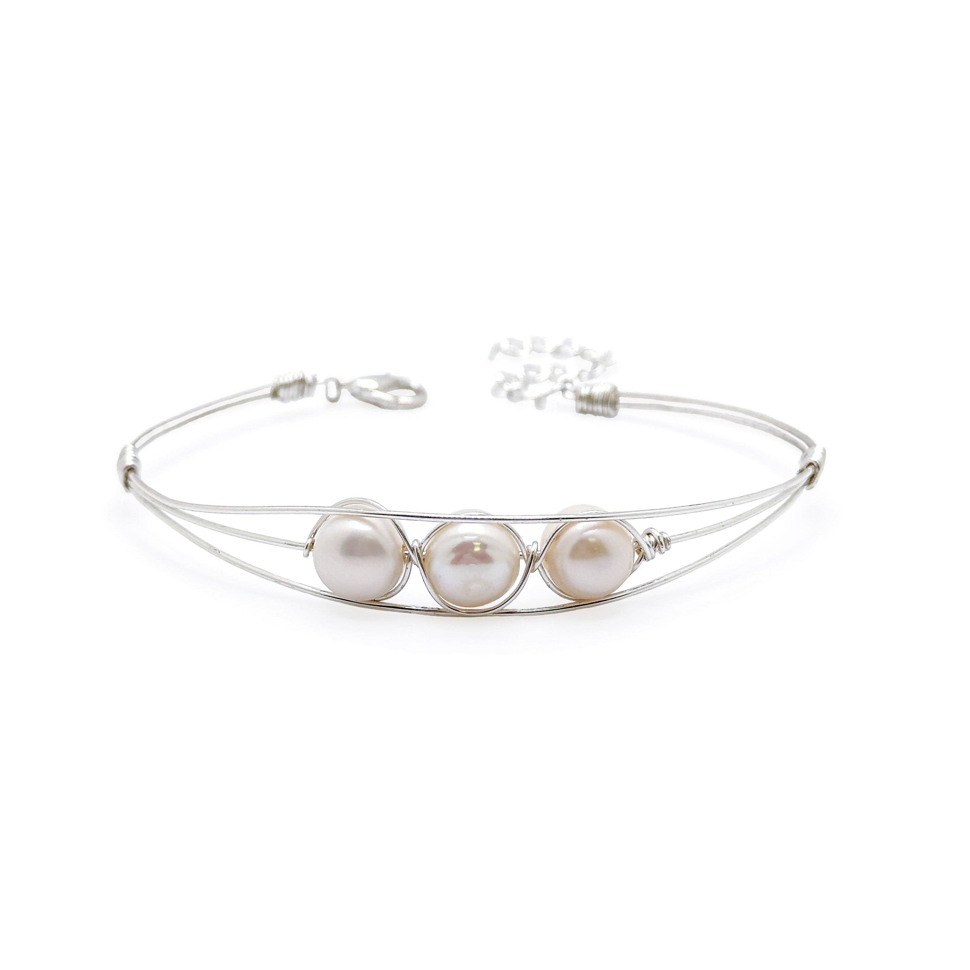 Perla silver and pearl bangle bracelet