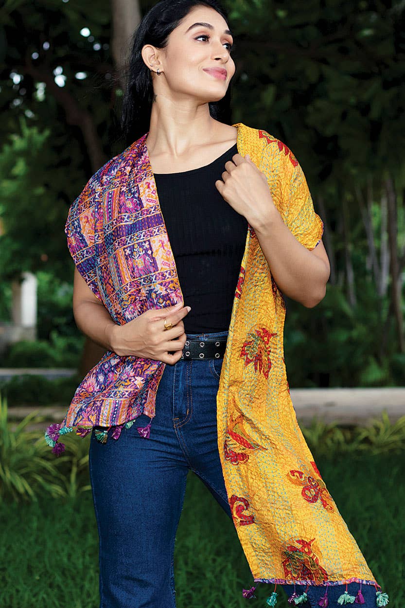 Kantha Silk Sari Scarves