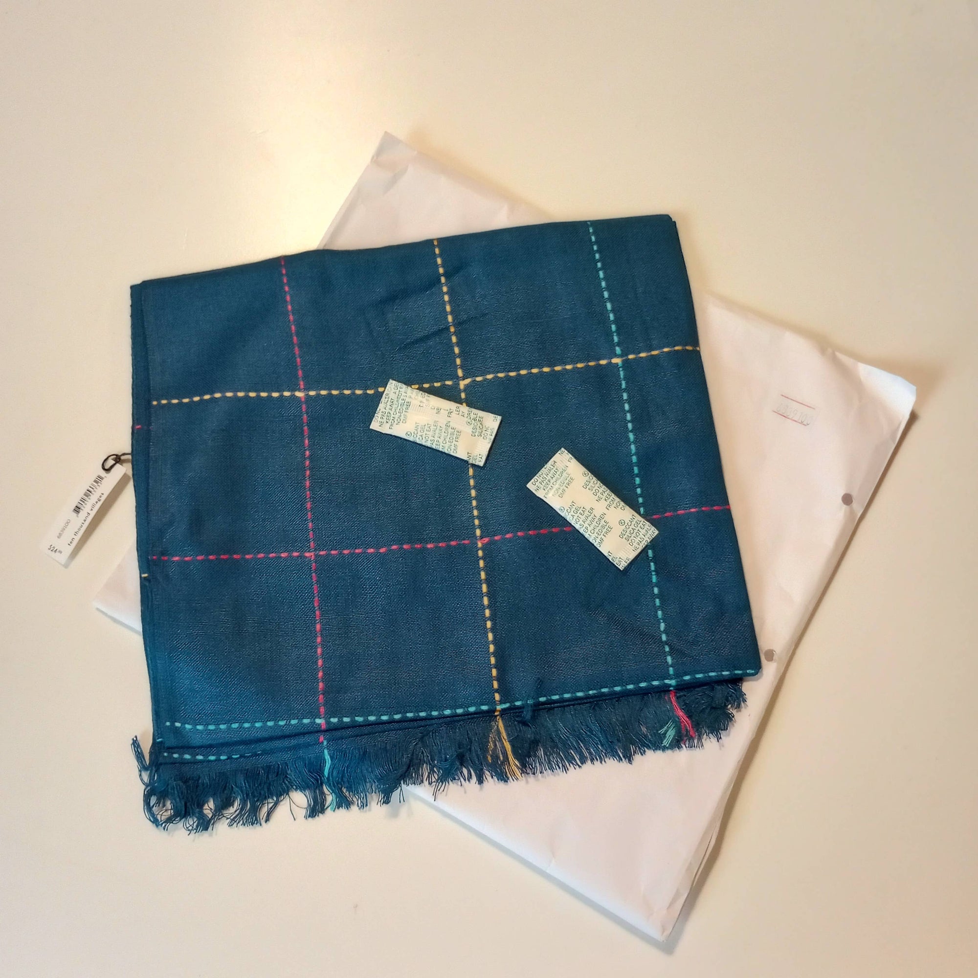 Deep Blue Kantha Stitch Scarf