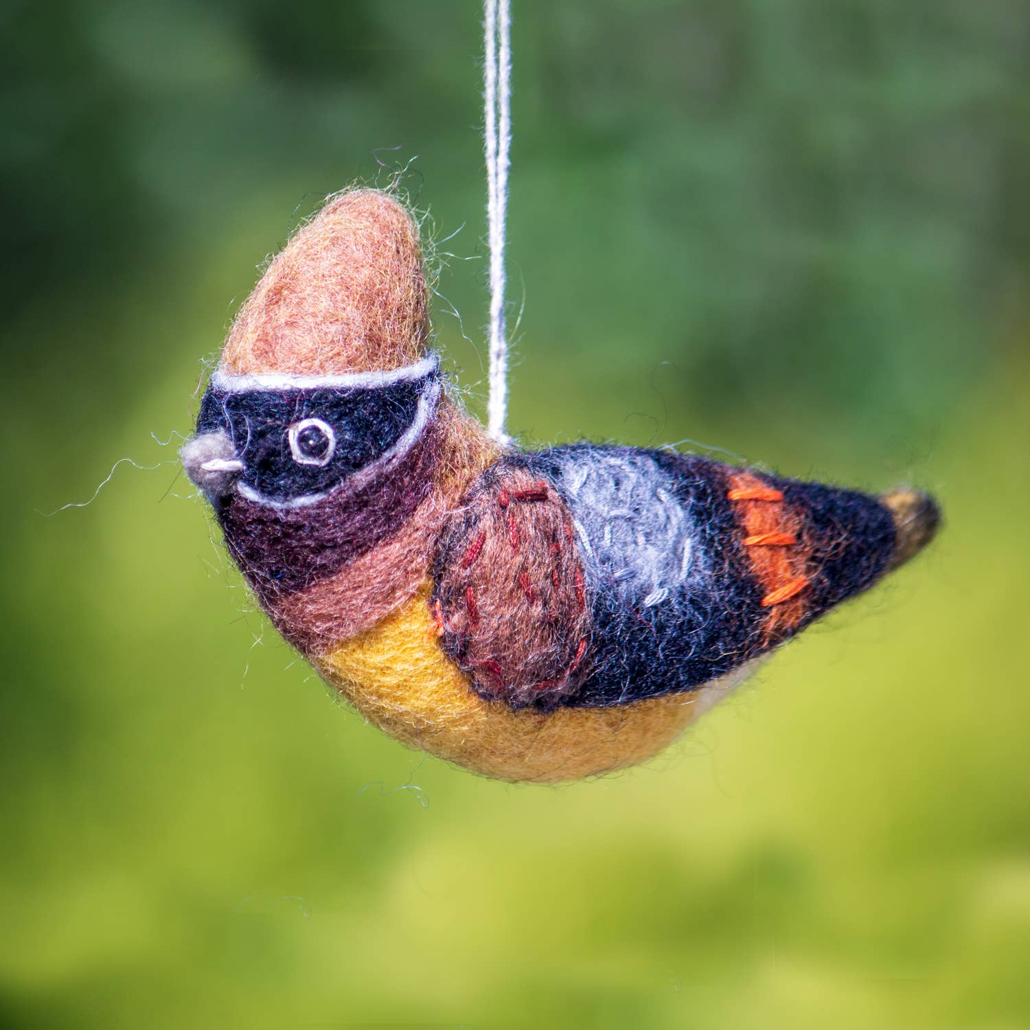 Cedar Waxwing Woolie Bird Ornament