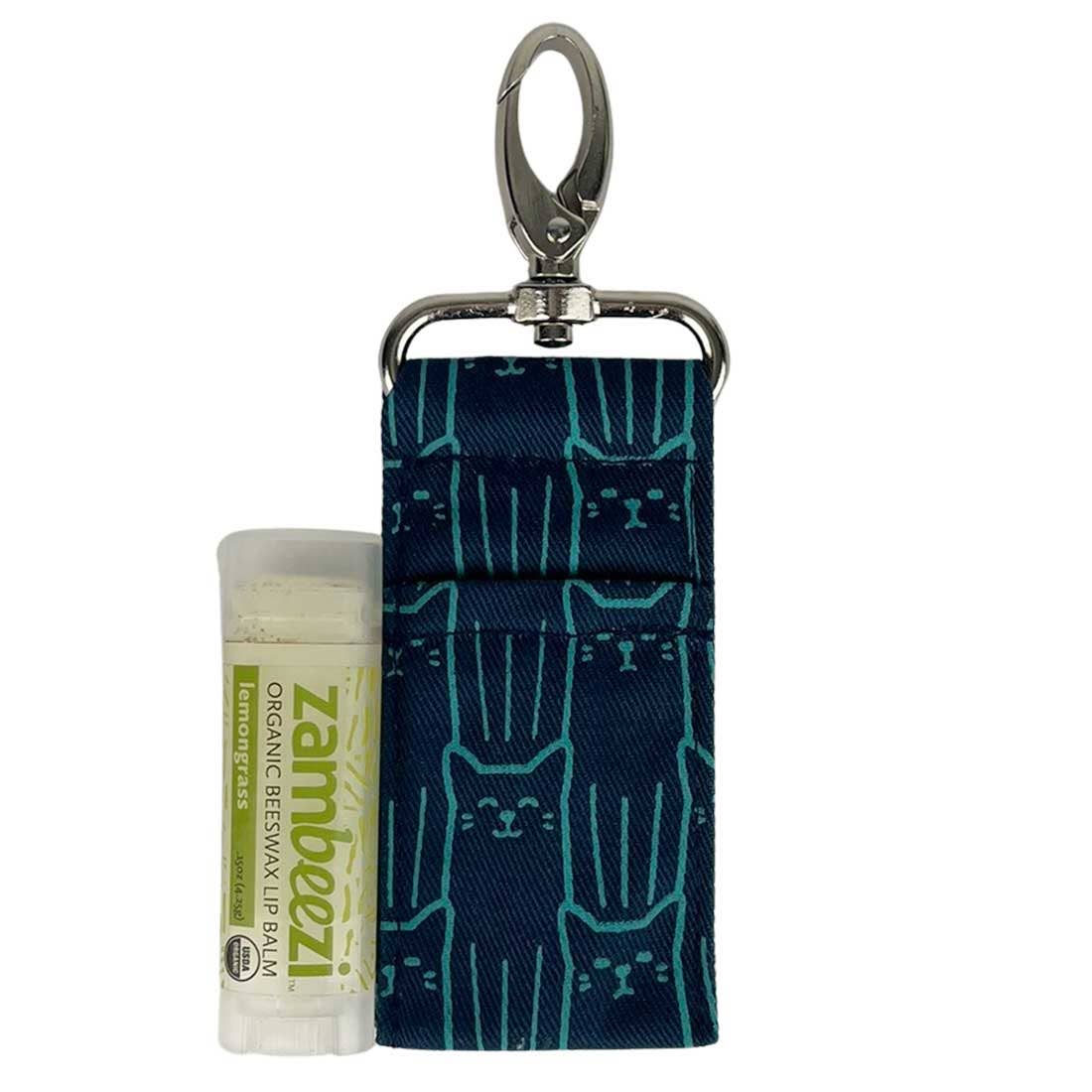 Lip Balm Bag - Cat Prints - Lipstick Clip