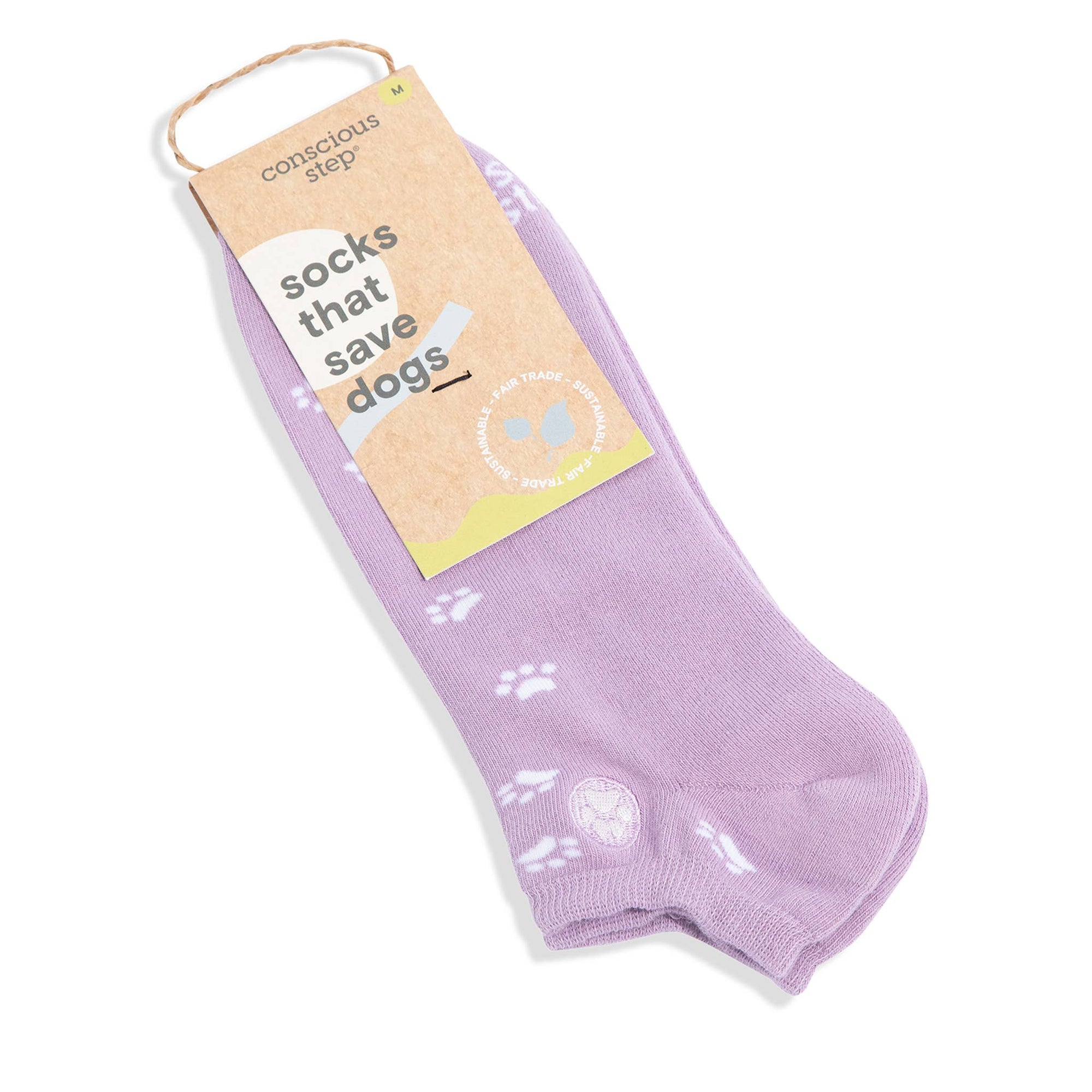 Ankle Socks that Save Dogs (Purple Paw Prints)
