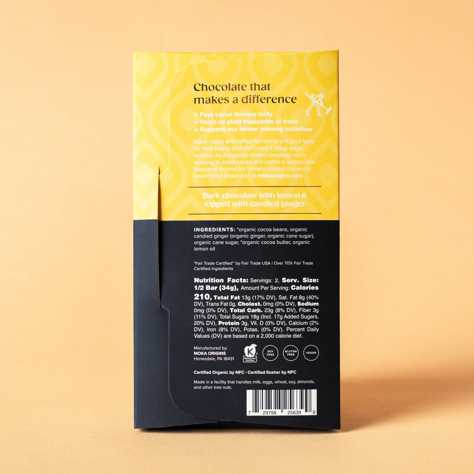 Organic Dark Chocolate Bar – Lemon Ginger (72%)