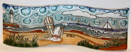 Beach Scene Wavy Glass
