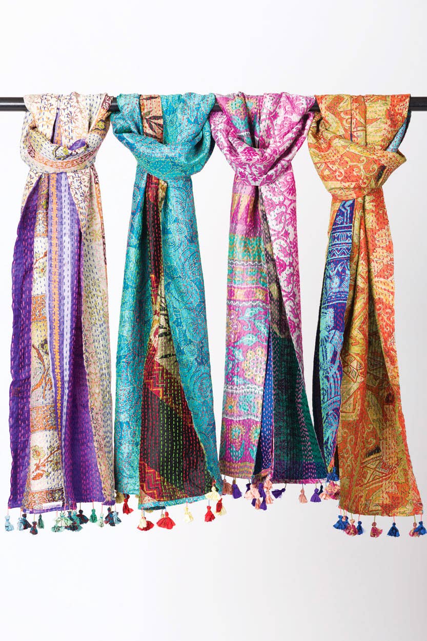 Kantha Silk Sari Scarves