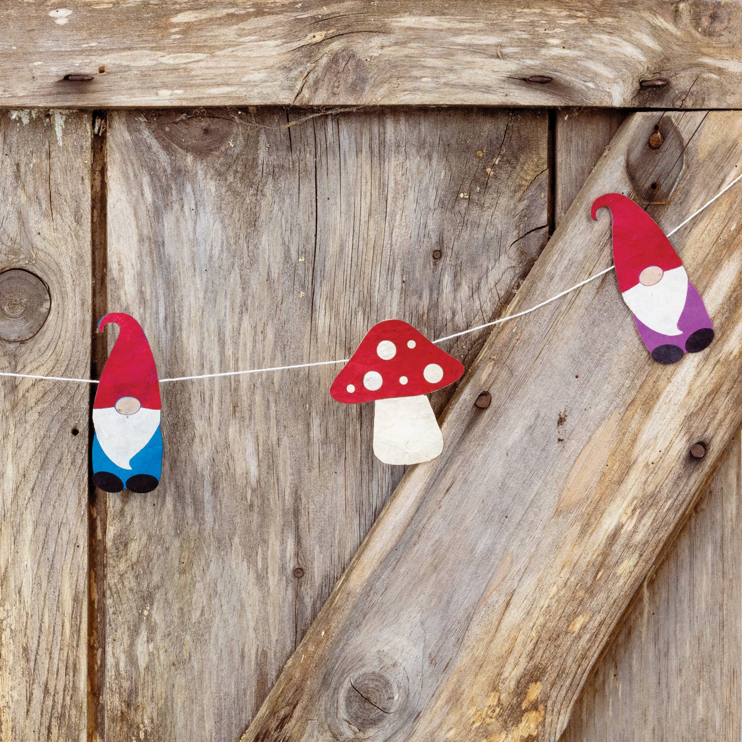 Gnome &amp; Mushroom Eco-Paper Garland