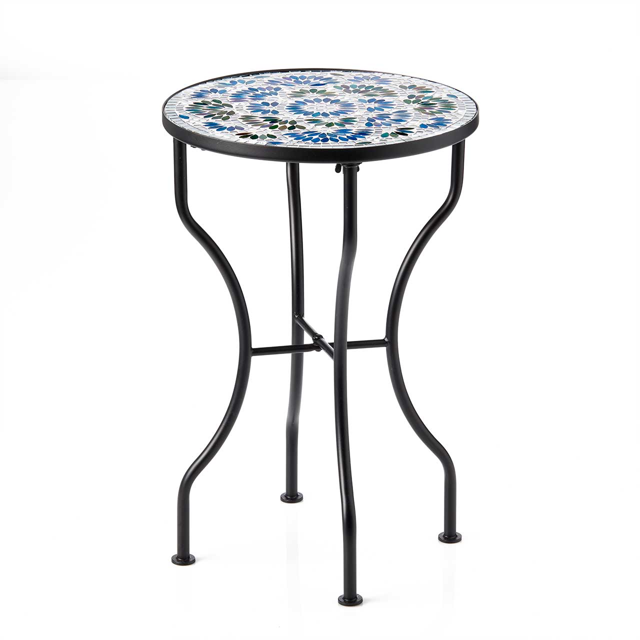 Cobalt Medallion Mosaic Side Table