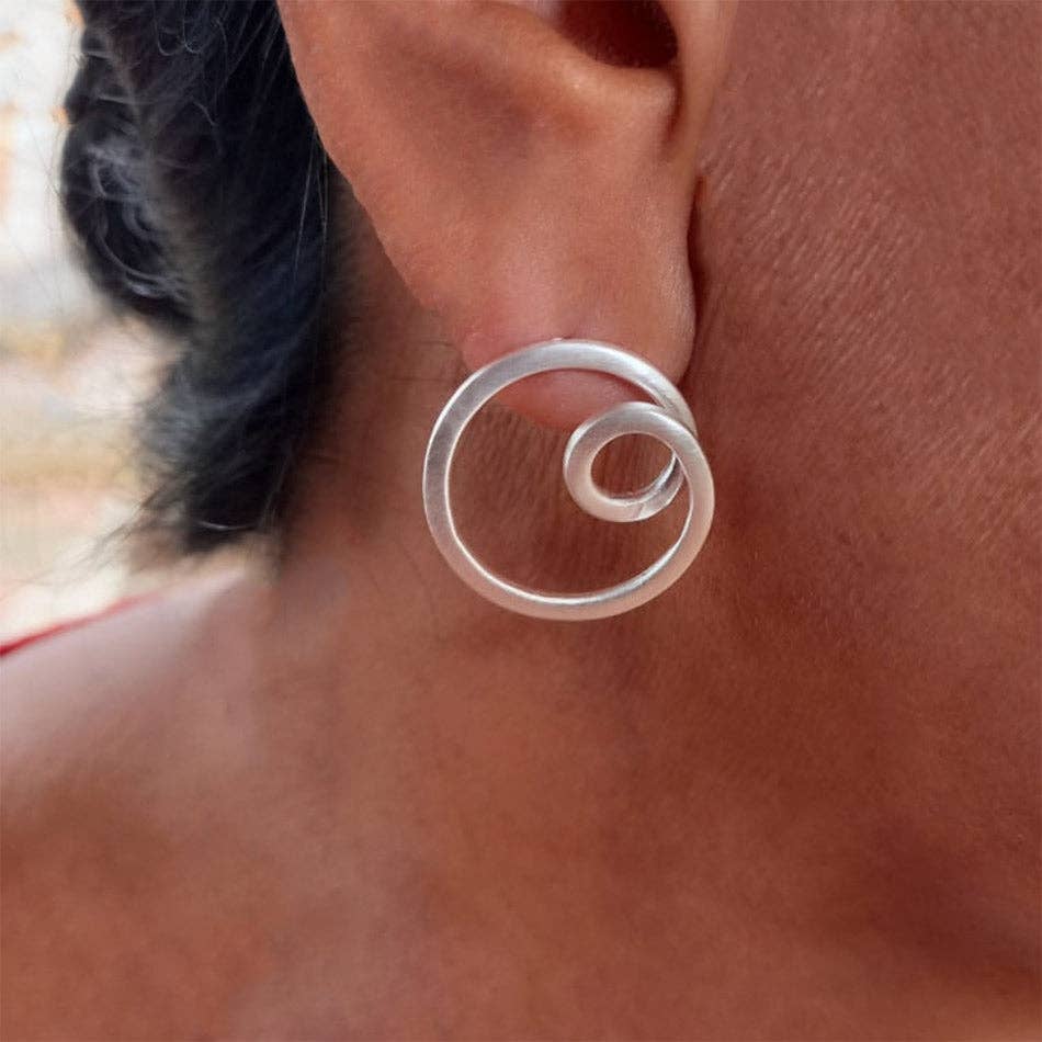 Circle in Circle Studs - Sterling Silver, Indonesia