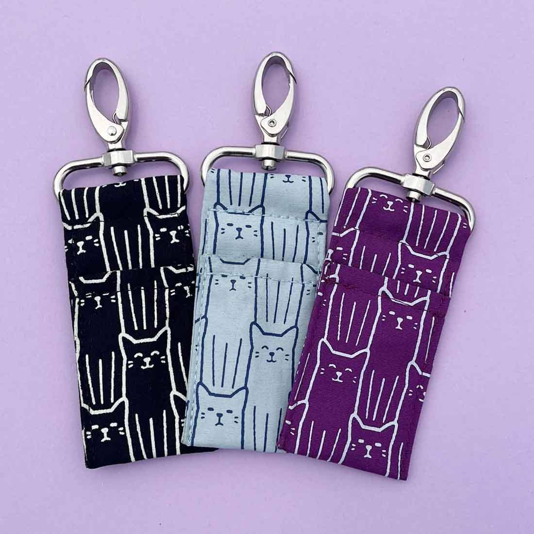 Lip Balm Bag - Cat Prints - Lipstick Clip
