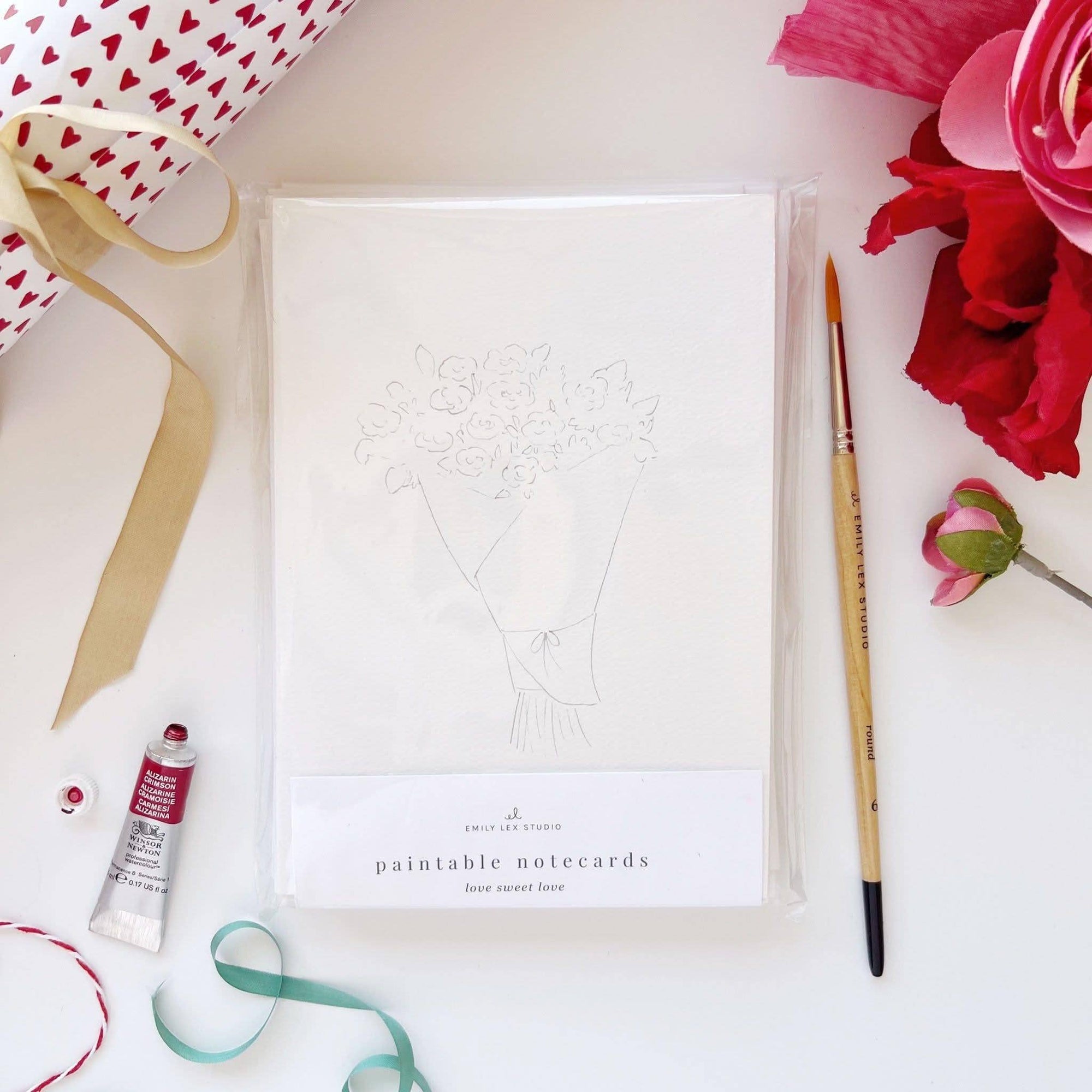 Love sweet love paintable watercolor notecard set