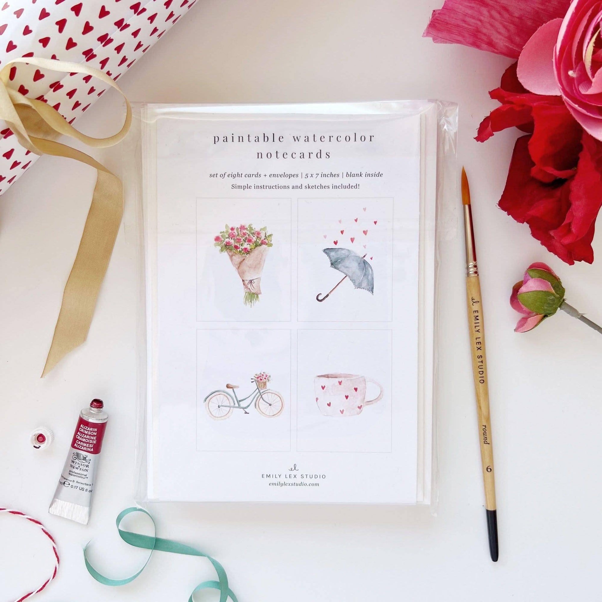 Love sweet love paintable watercolor notecard set