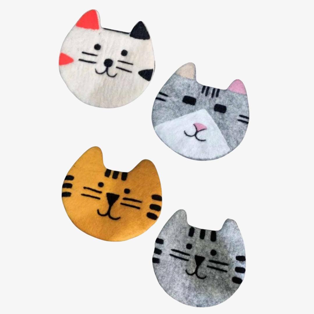 Hand Felted Cat Trivets in Four Breeds, Fair Trade