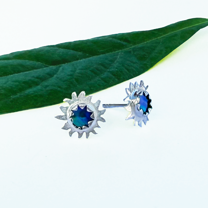 Abalone Sun Mini Studs - Sterling Silver, Indonesia