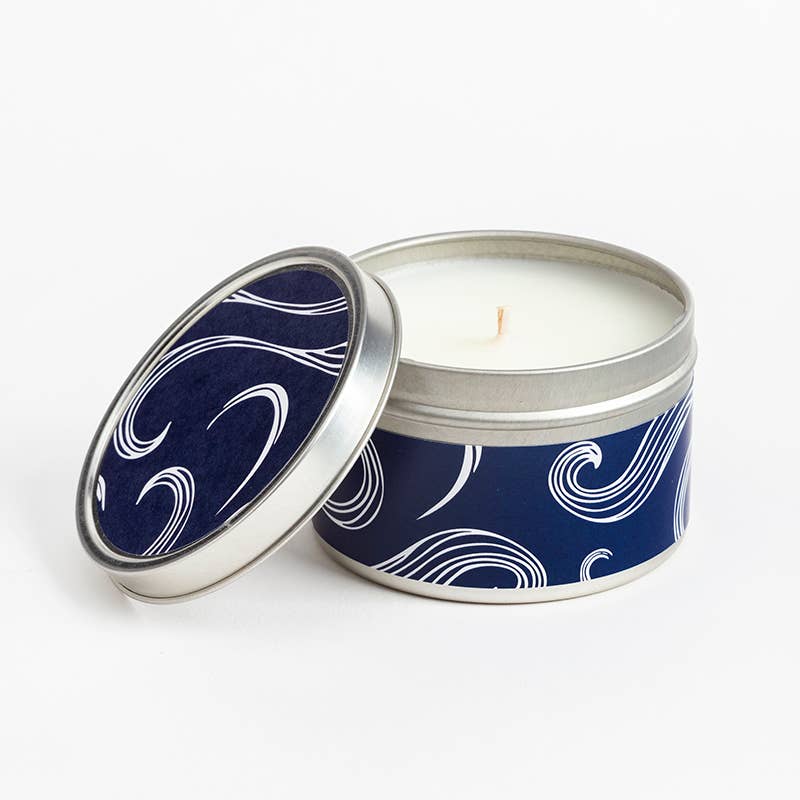 Blue and White Candle - Waves - Positive Impact