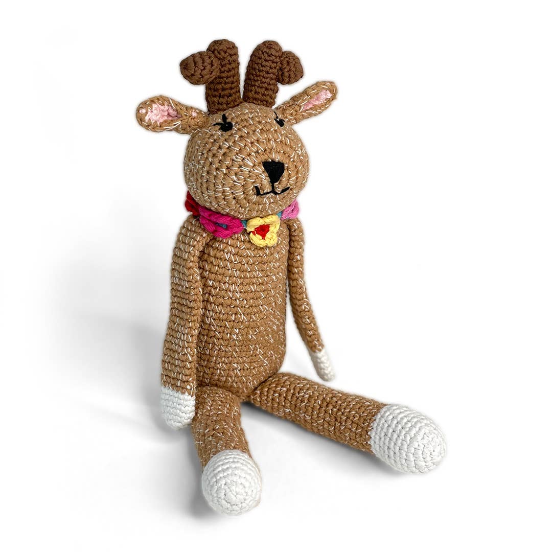 Woodland Deer Rattle – Handmade Organic Cotton Baby Toy