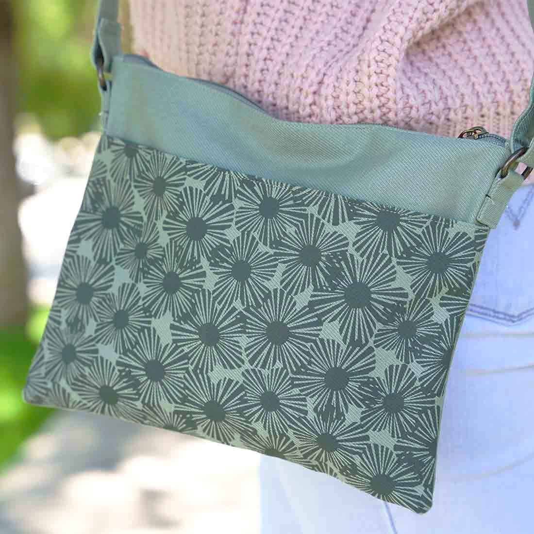 Small Canvas Crossbody Bag - Floral Crossbody - Vegan Purse