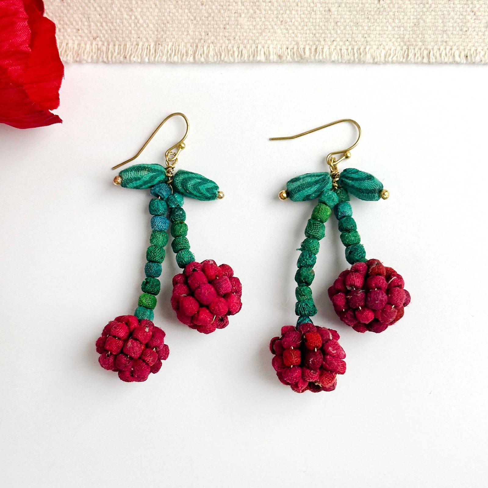 Kantha Cherry Earrings