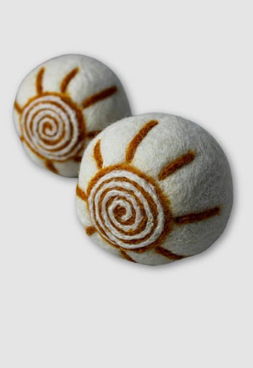 Handfelted Wool Dryer Balls- Sun, Set of 2
