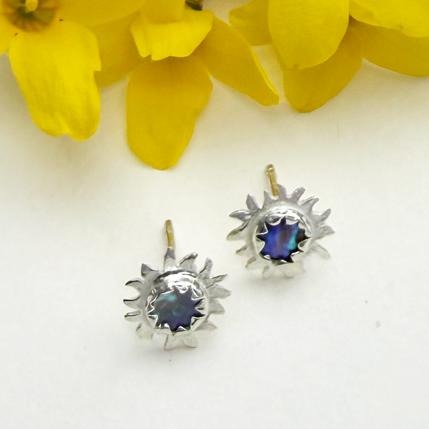 Abalone Sun Mini Studs - Sterling Silver, Indonesia
