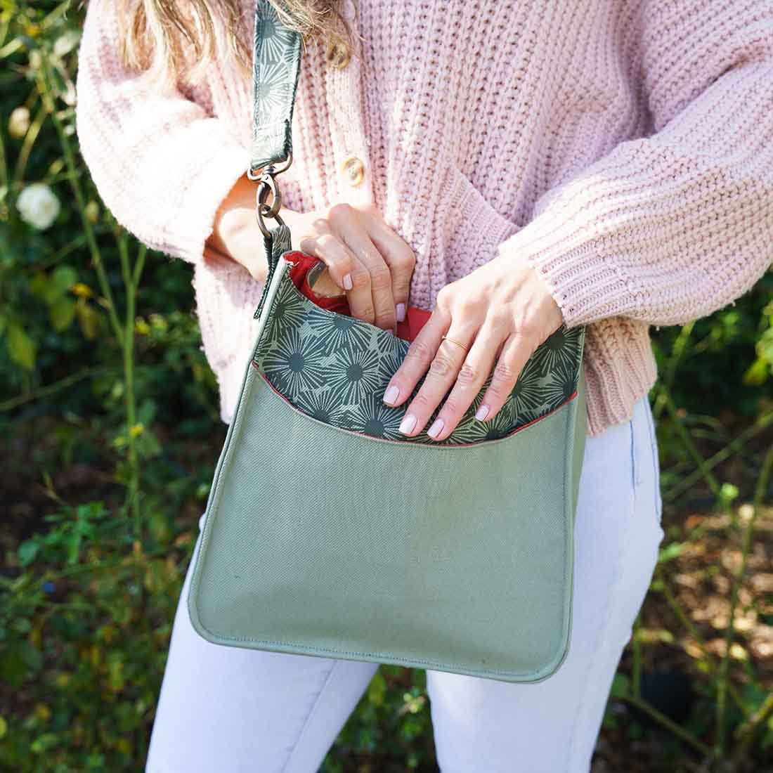 Canvas Crossbody Bag - Floral Handbag- Vegan Crossbody Bag