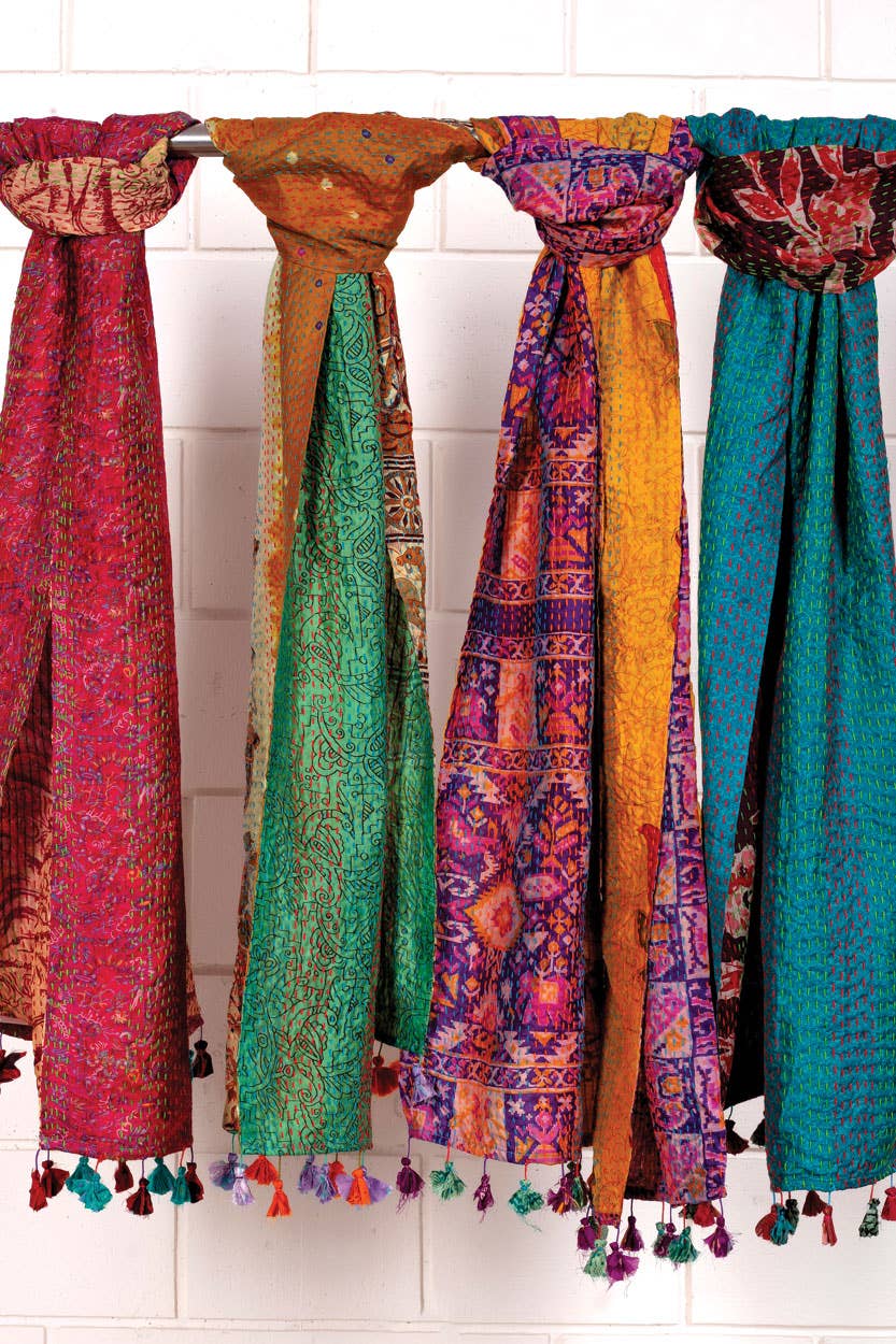 Kantha Silk Sari Scarves