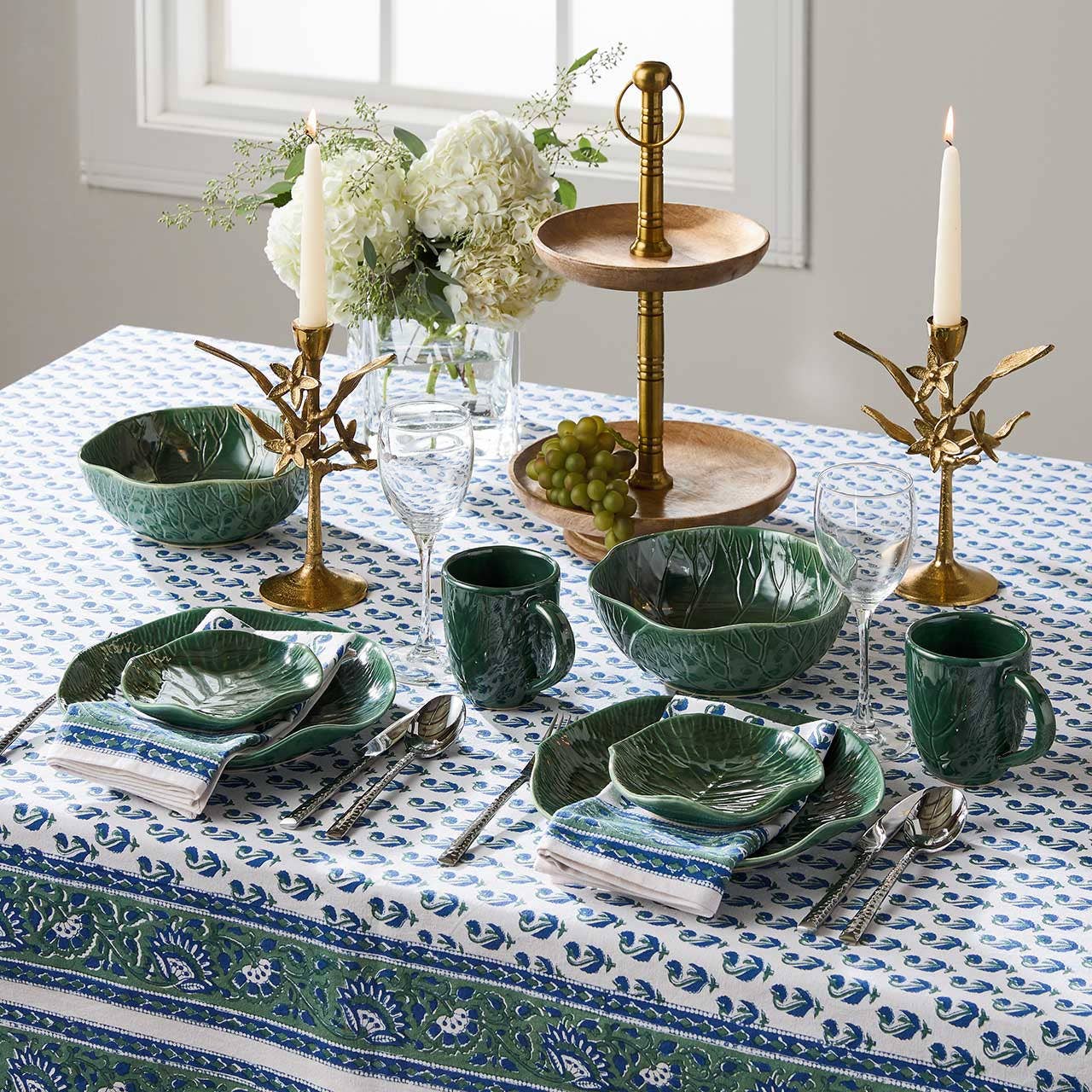 Lotus Leaf Ceramic Serving Bowl