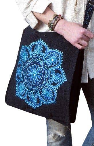 Handcrafted, Cotton Embroidered Mandala Crossbody Flap Bag
