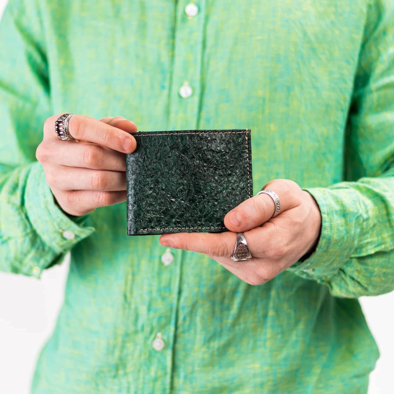 Men's Bifold Fish Wallets, Handmade Fish Skin Leather Wallet