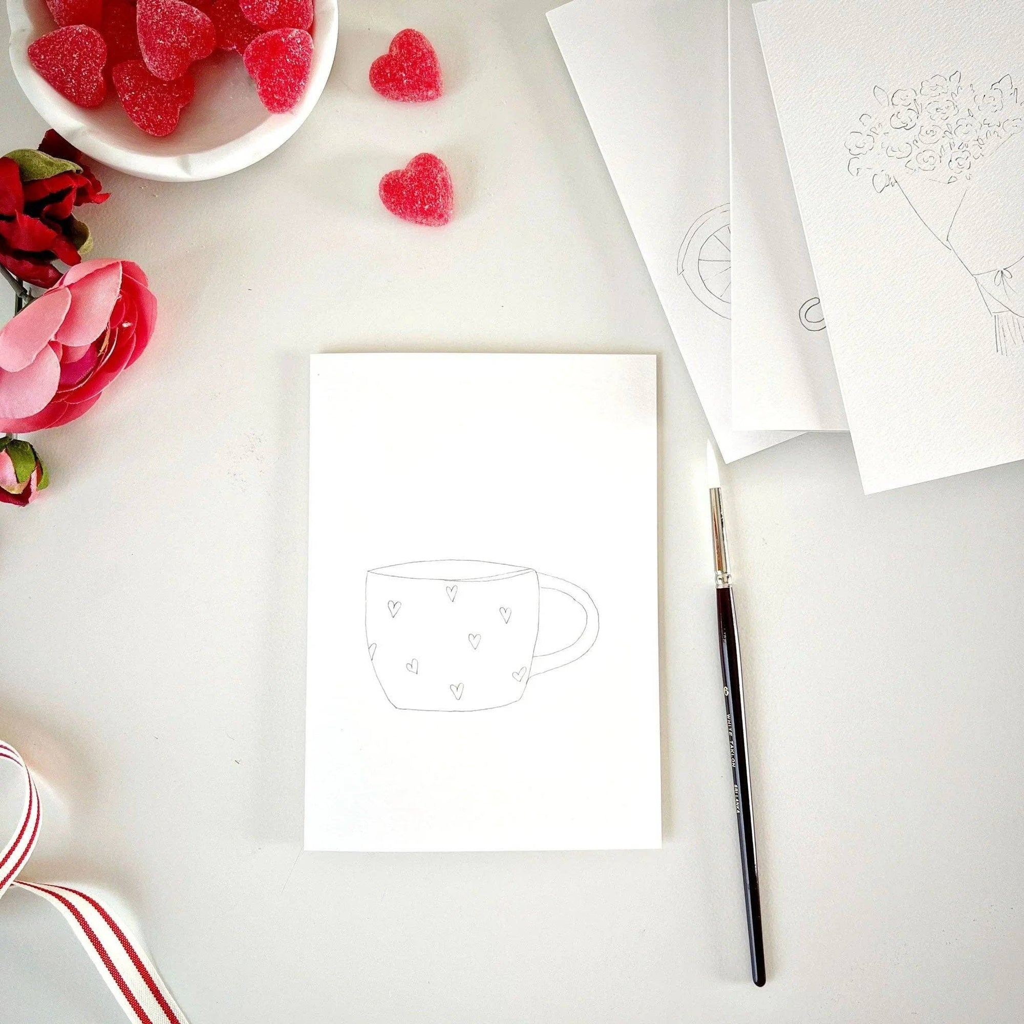 Love sweet love paintable watercolor notecard set