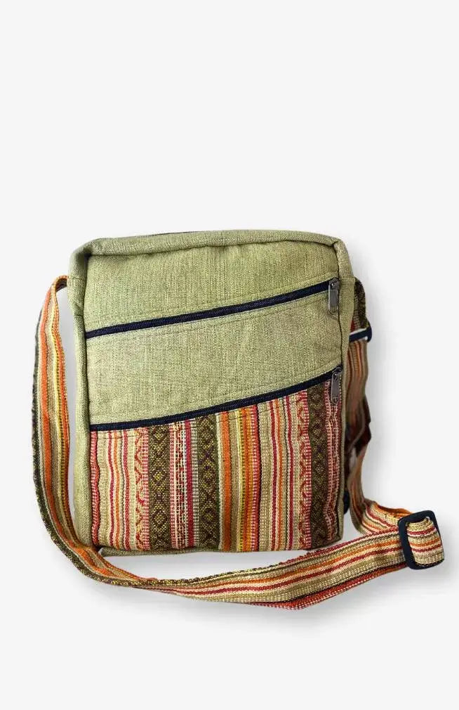 Multi Zip Pocket Unisex Cotton Striped Gyari Travel Bag