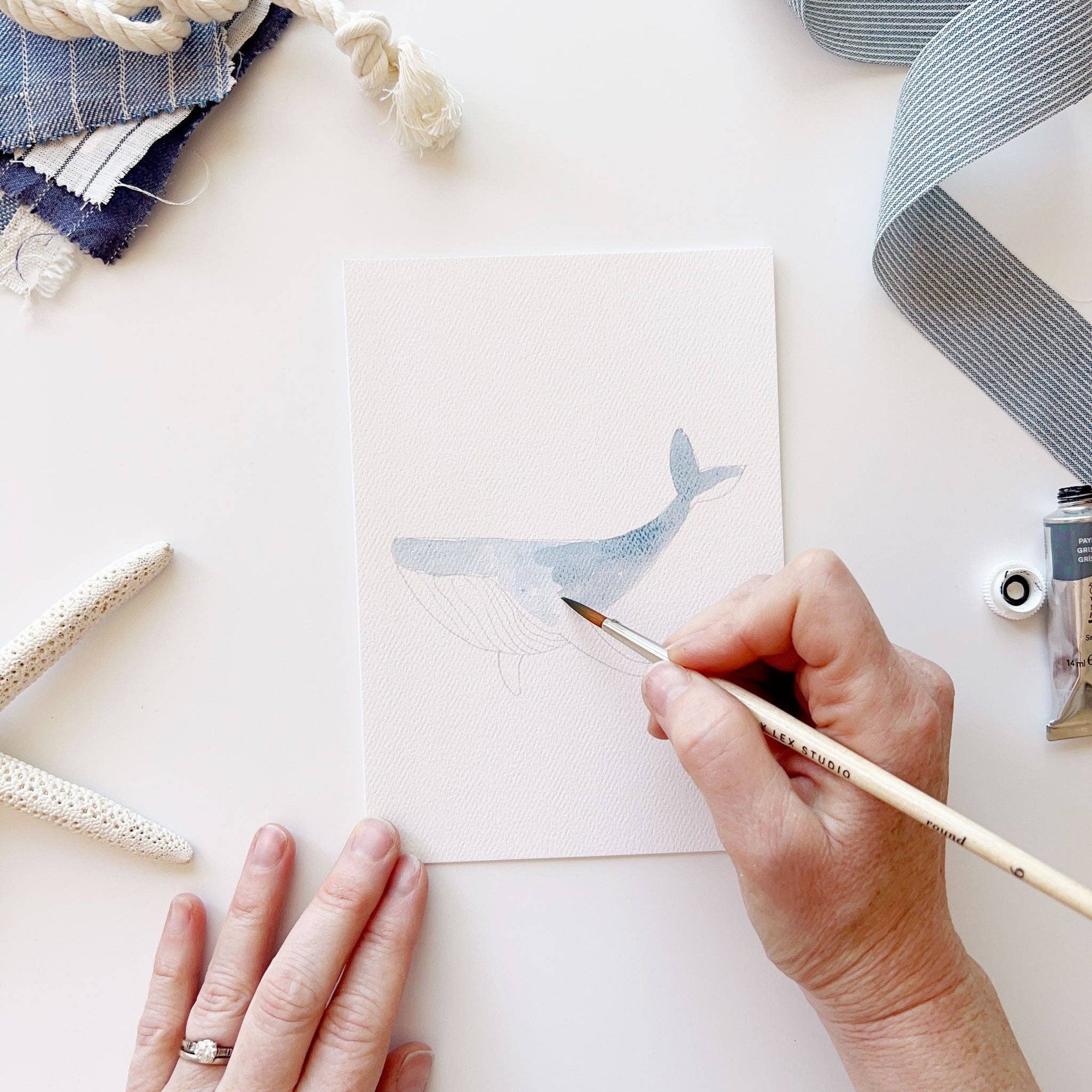Seaside paintable watercolor notecard set