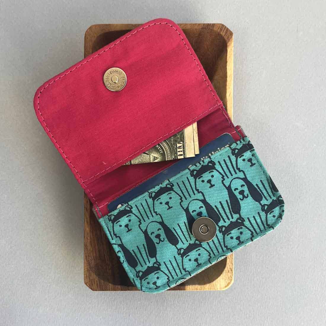 Canvas Card Holder - Mini Wallet - Dog Prints