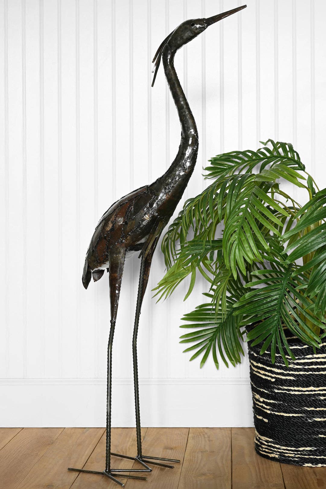 Attentive Stork Recycled Metal Sculpture