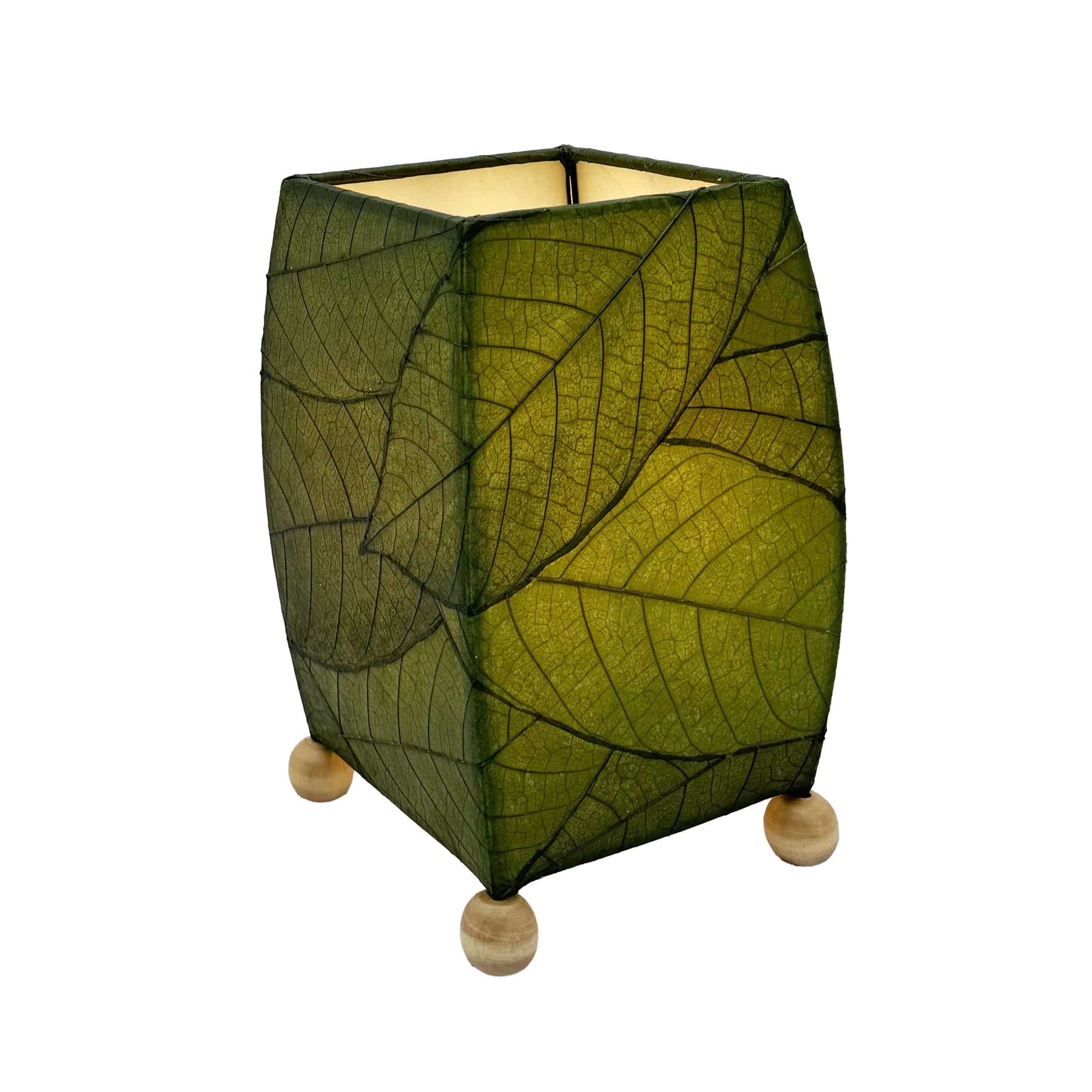 Mini Square Cocoa Leaf Lamp Green, Shade Real Leaves